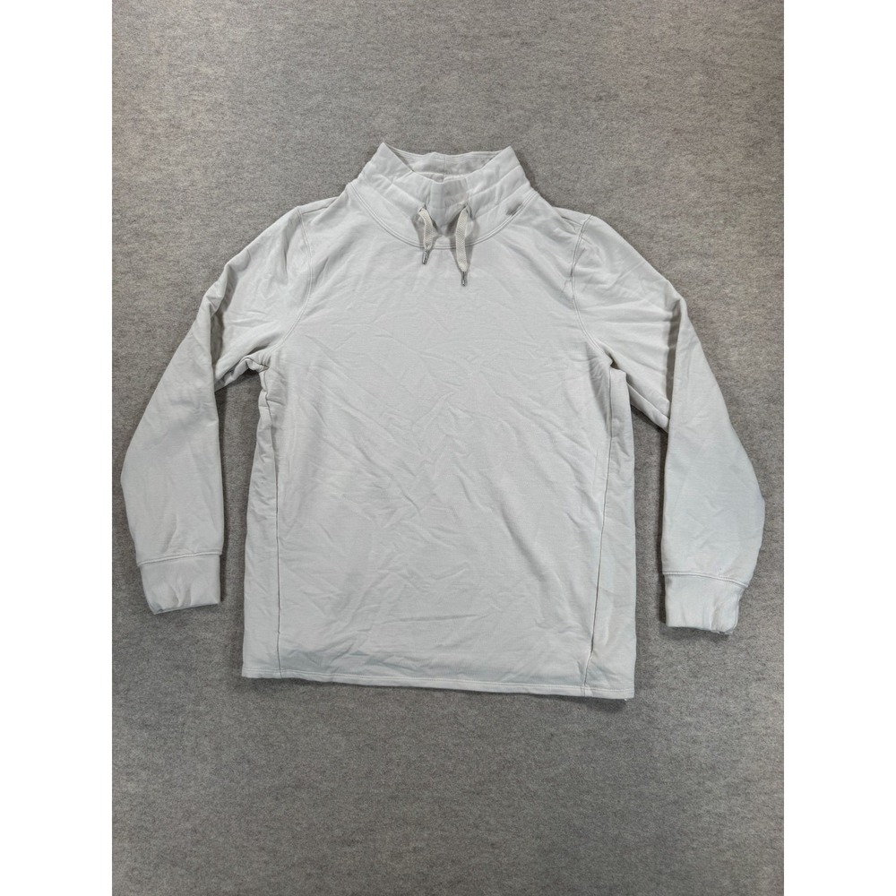 Quince Supersoft Fleece Sweatshirt Womens Large White Mock Neck Workout Pullover